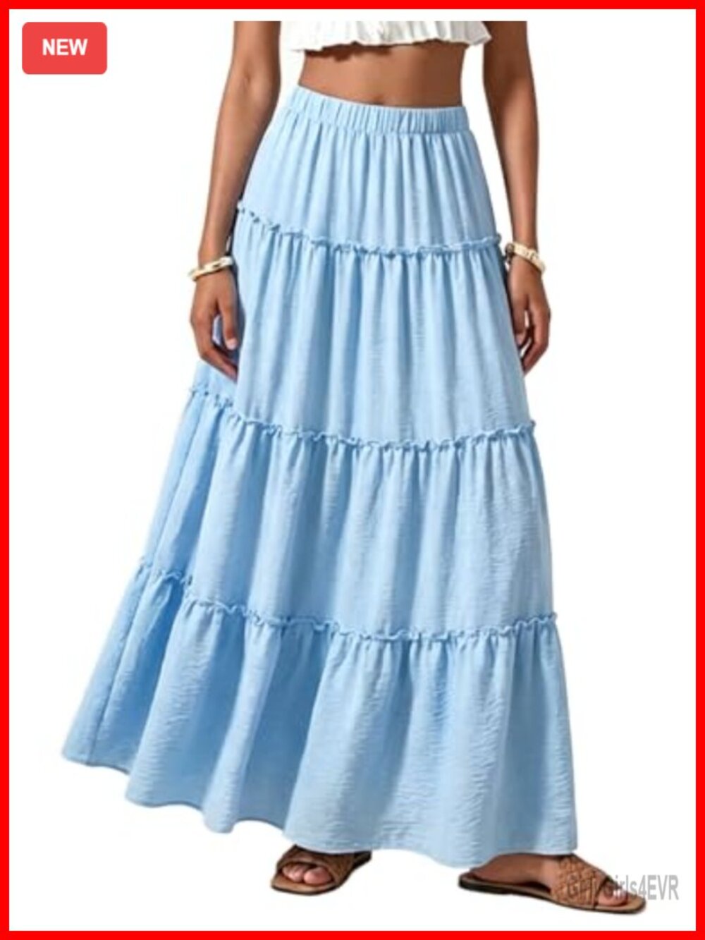 Women's Long Flowy Maxi Skirt Polyester A-Line Bohemian Summer Outfit